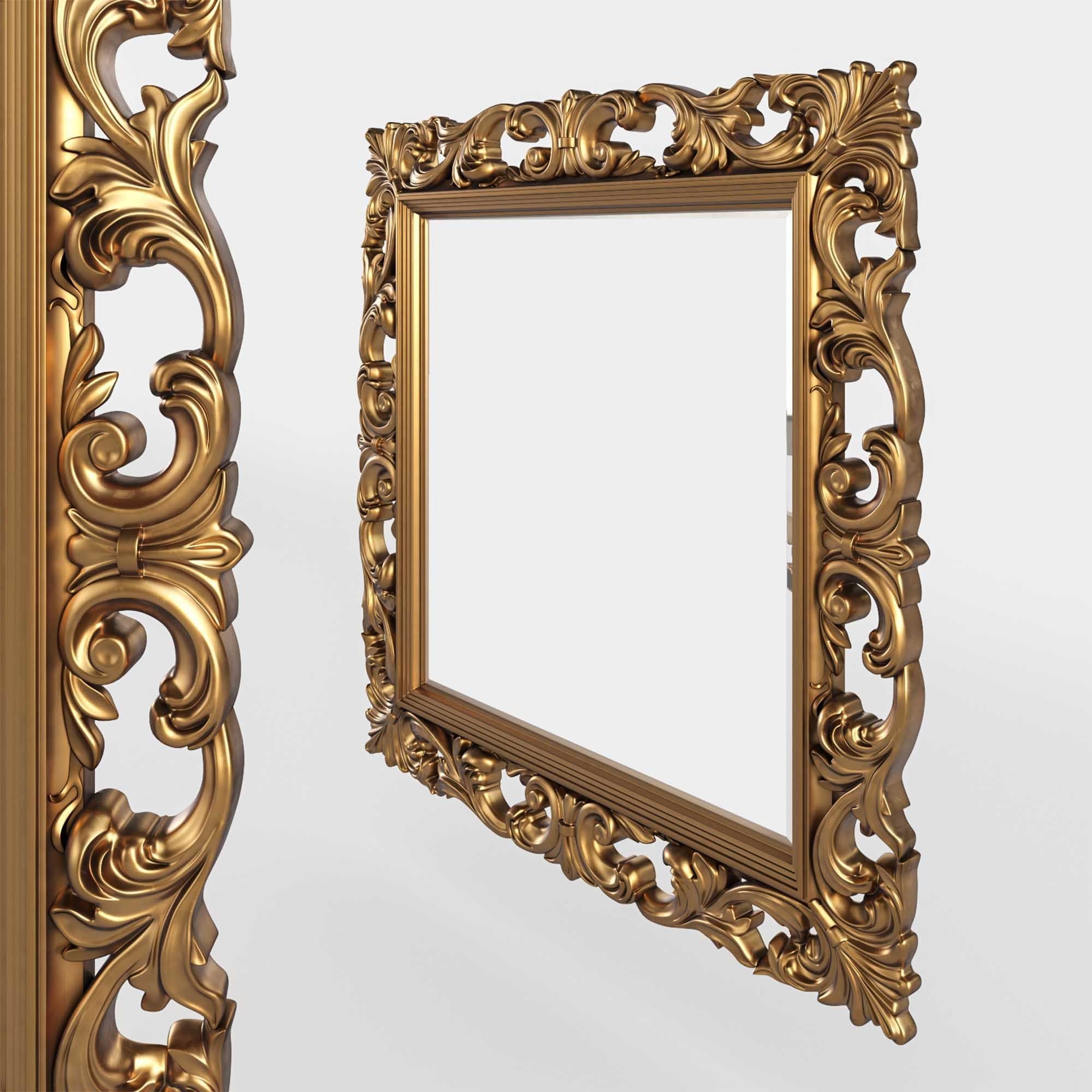classic mirror gold frame 3D model_1