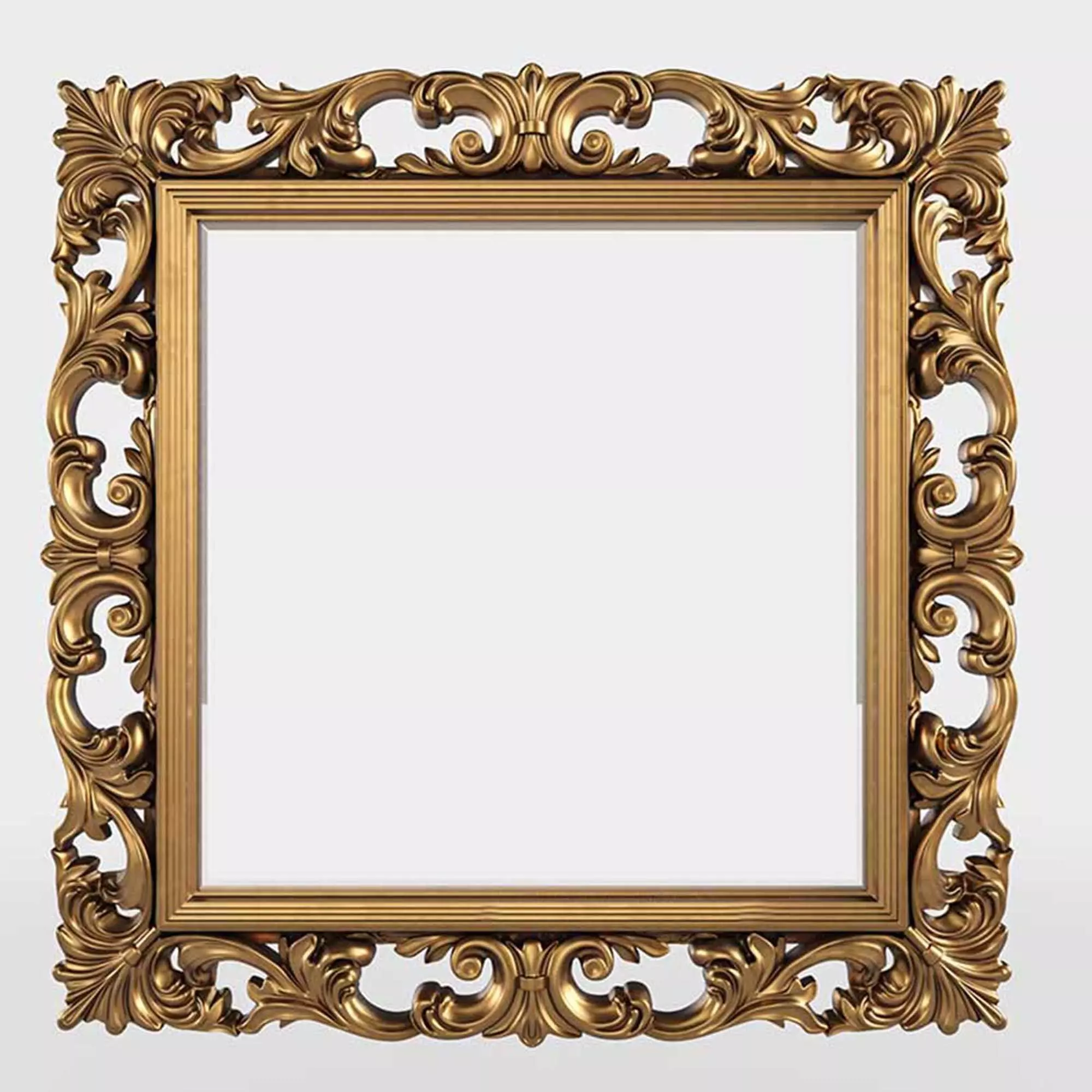 classic mirror gold frame 3D model_0