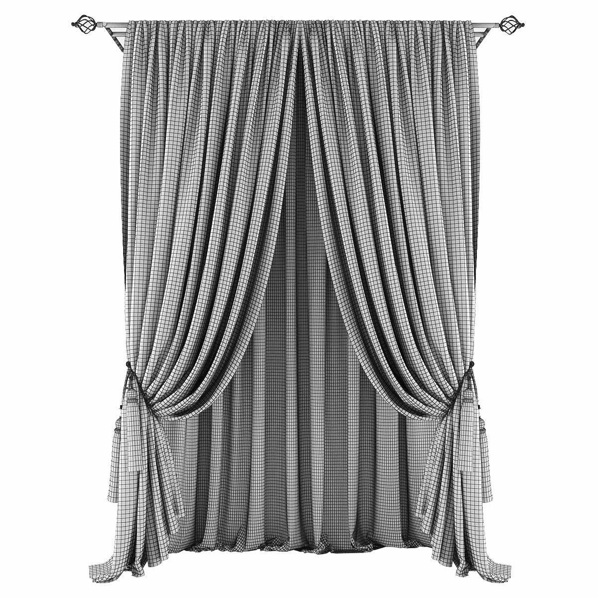 Curtains537 curtain with drapes Low-poly 3D model_1