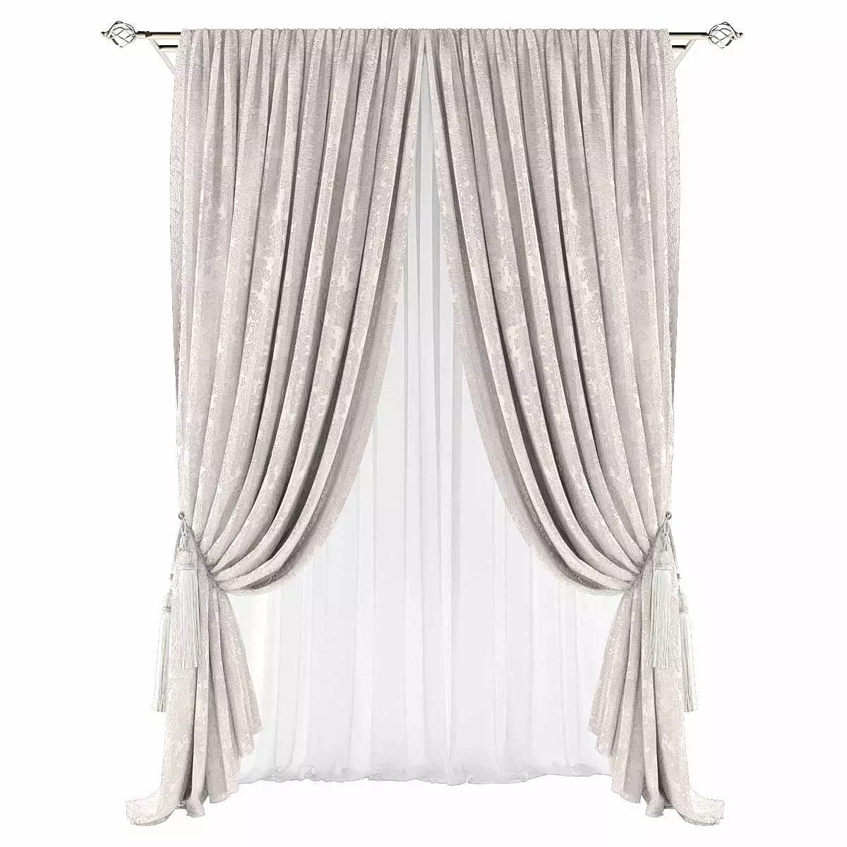 Curtains537 curtain with drapes Low-poly 3D model_0