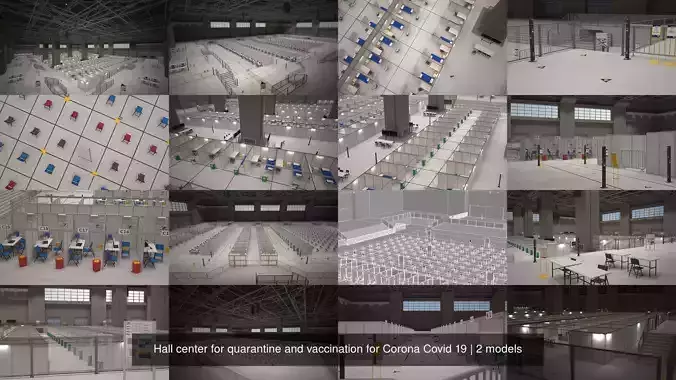 Hall center for quarantine and vaccination for Corona Covid 19 3D Model Collection