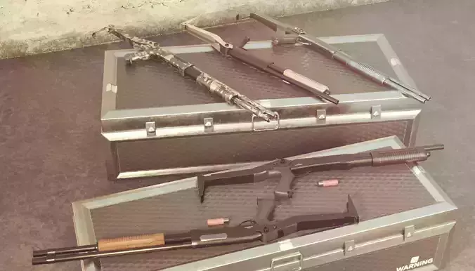 CM352 Shotgun Game Ready 5 Textures Low-poly 3D model