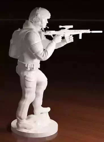 soldier statue of holding rifle 3D print model