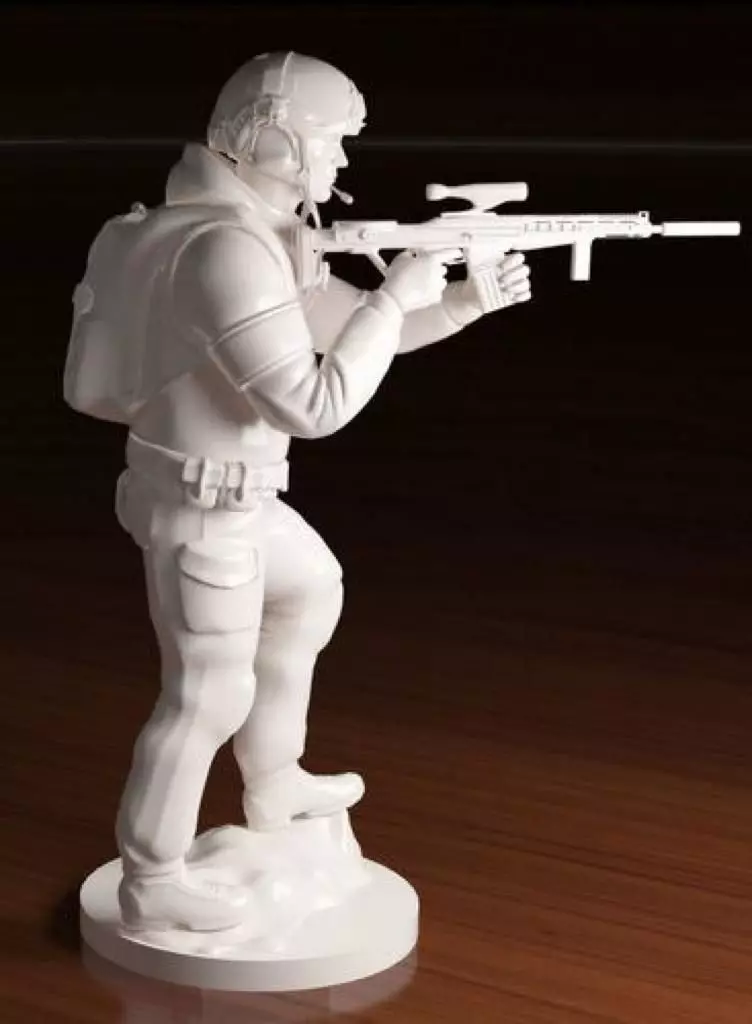 soldier statue of holding rifle 3D print model_0