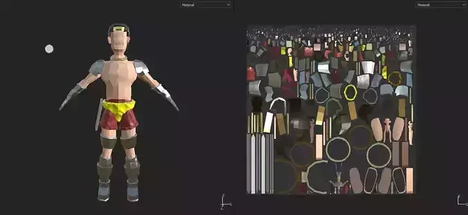 Low Poly Warrior character in game