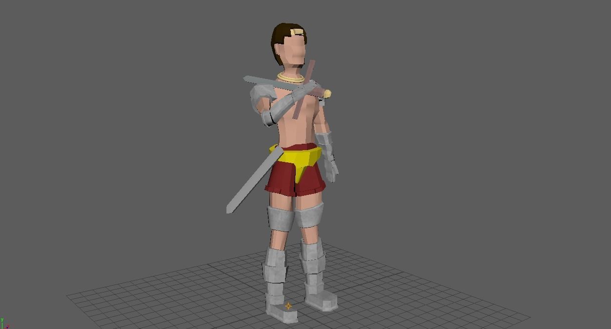 Low Poly Warrior character in game Low-poly 3D model_1