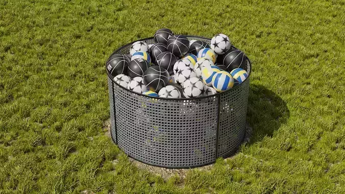 Set of balls and grid Low-poly 3D model