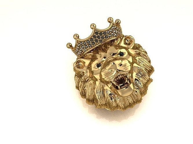 ring 1 gold lion head brooch 3D print model