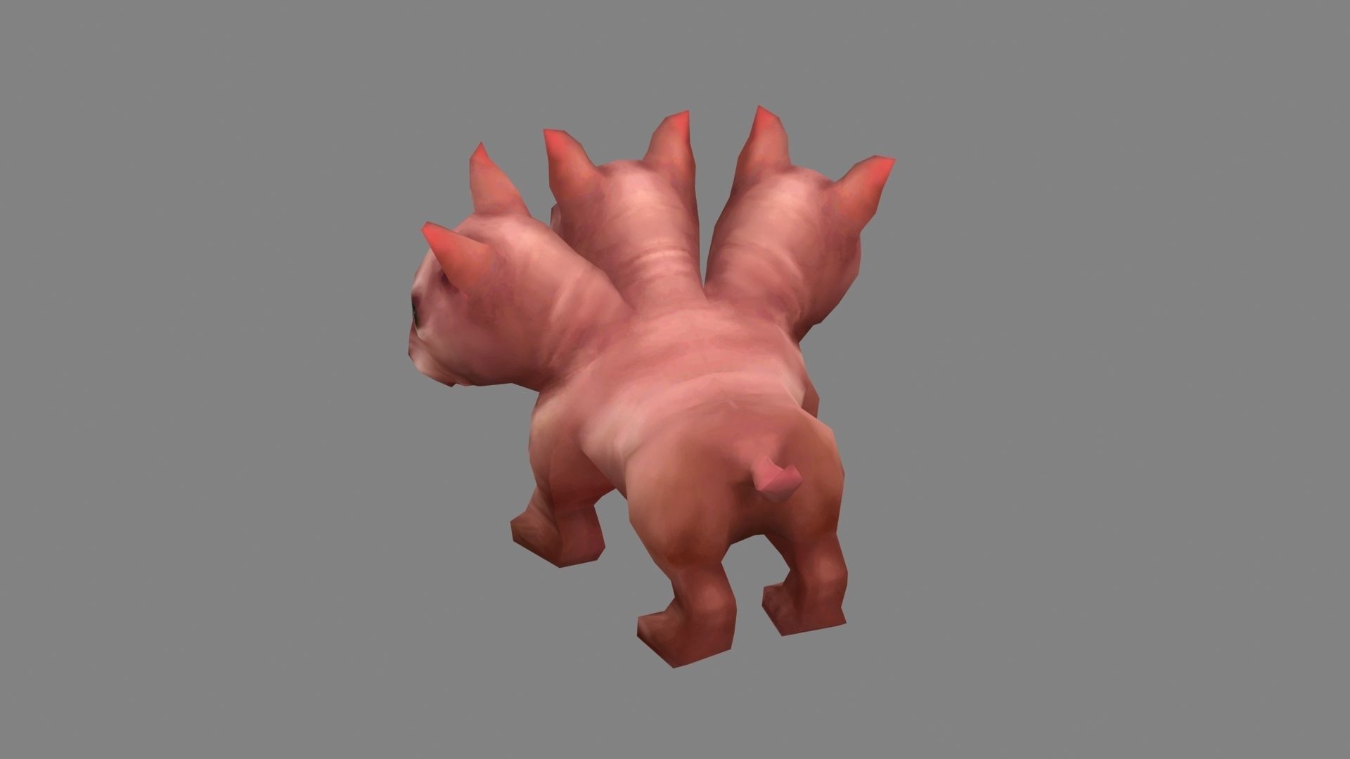 Cartoon Hellhound - Three headed dog Low-poly 3D model_2