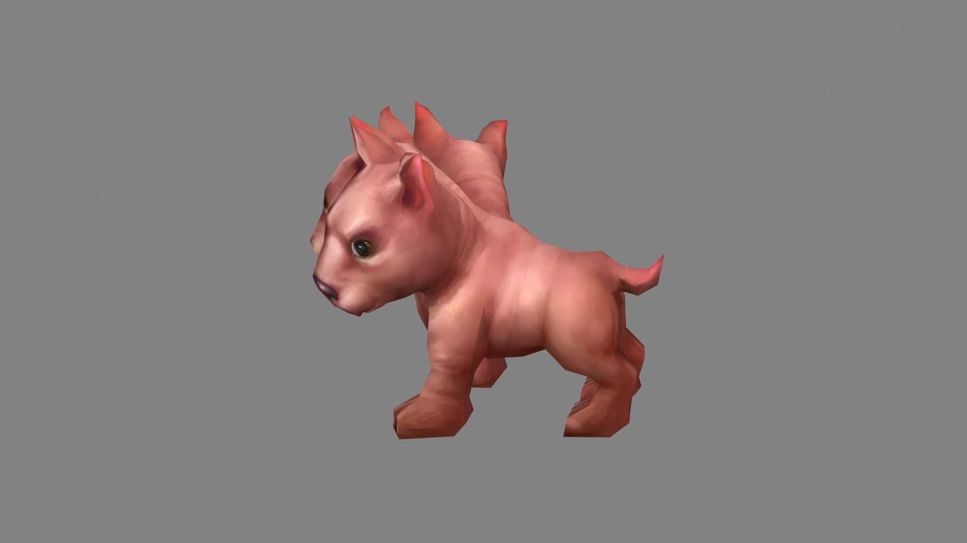 Cartoon Hellhound - Three headed dog Low-poly 3D model_1