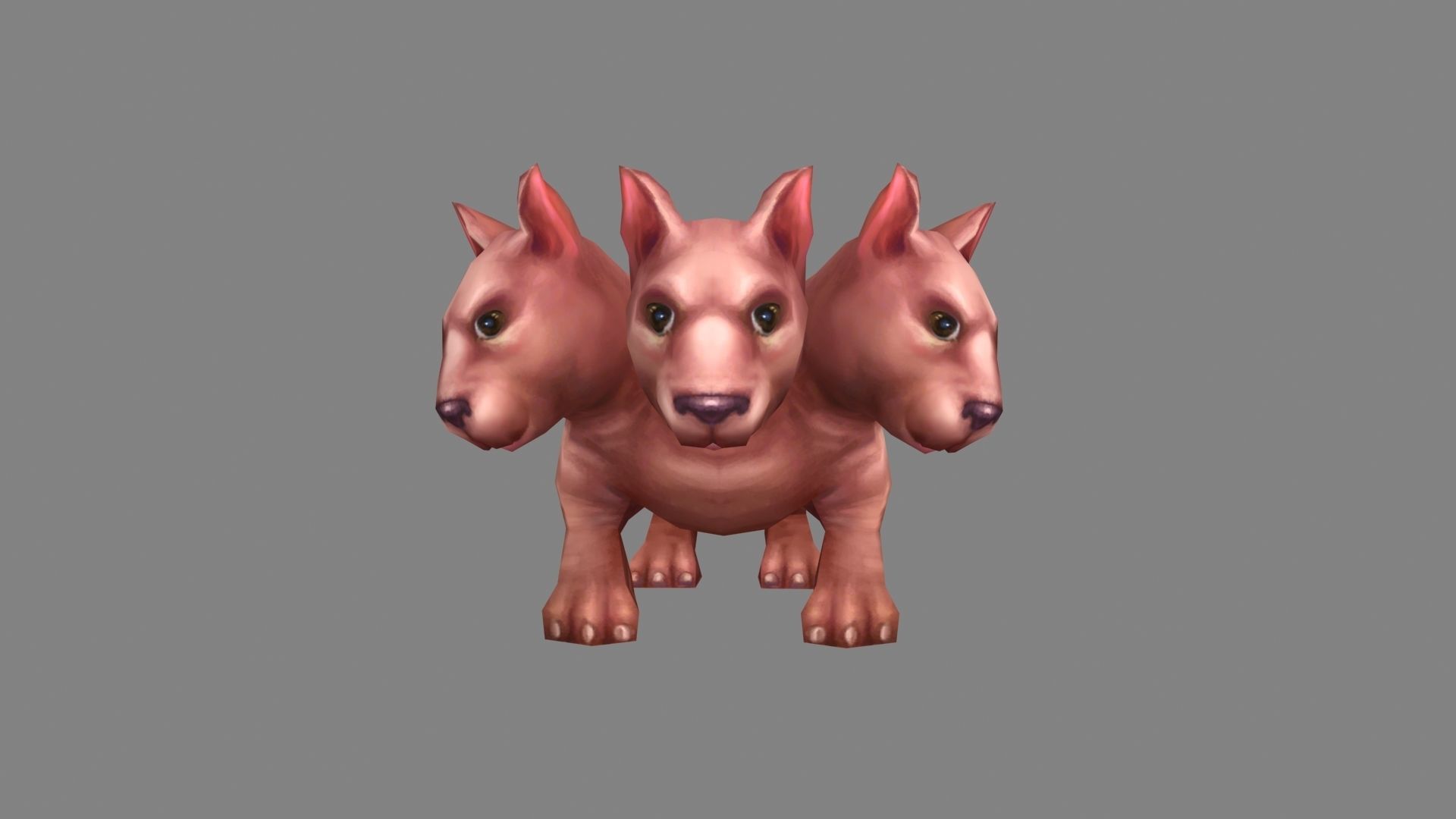 Cartoon Hellhound - Three headed dog Low-poly 3D model_3