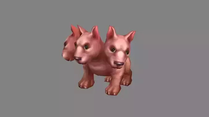 Cartoon Hellhound - Three headed dog Low-poly 3D model
