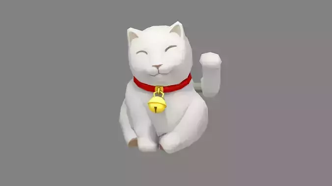 Cartoon lucky cat - white