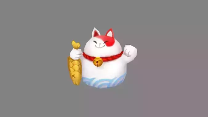 Cartoon lucky cat with fish
