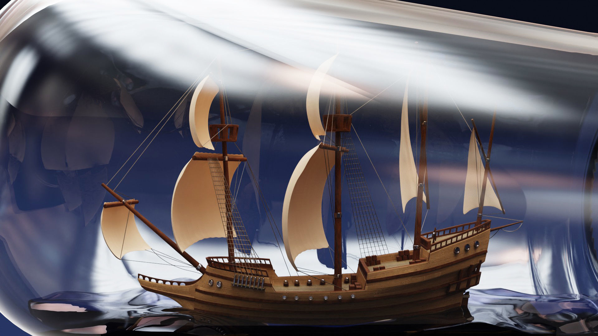 Boat in a Bottle 3D model_4