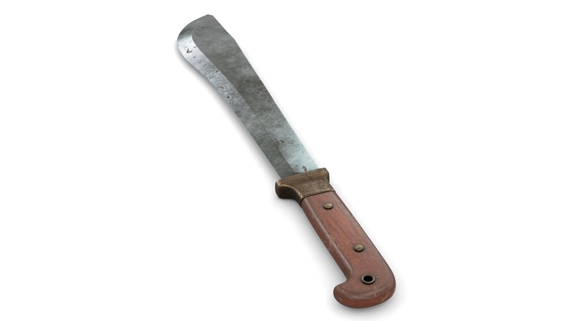 Old Wood Handle Machete Low-poly 3D model_4