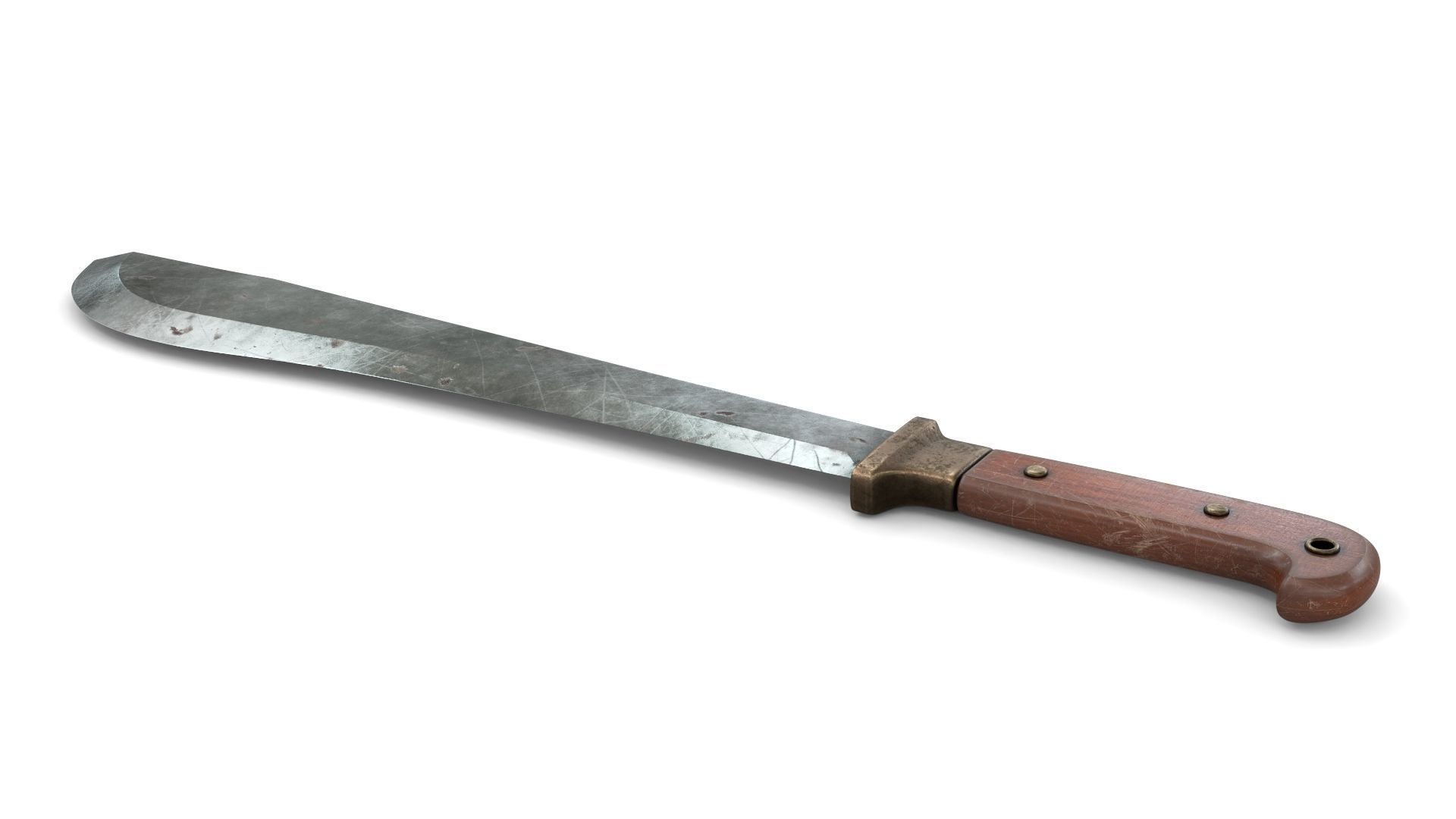 Old Wood Handle Machete Low-poly 3D model_7