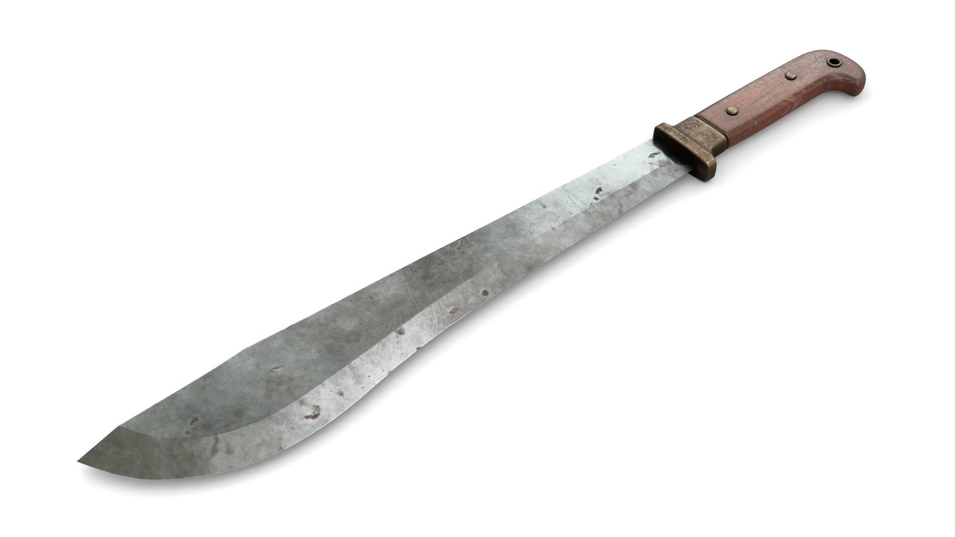 Old Wood Handle Machete Low-poly 3D model_2