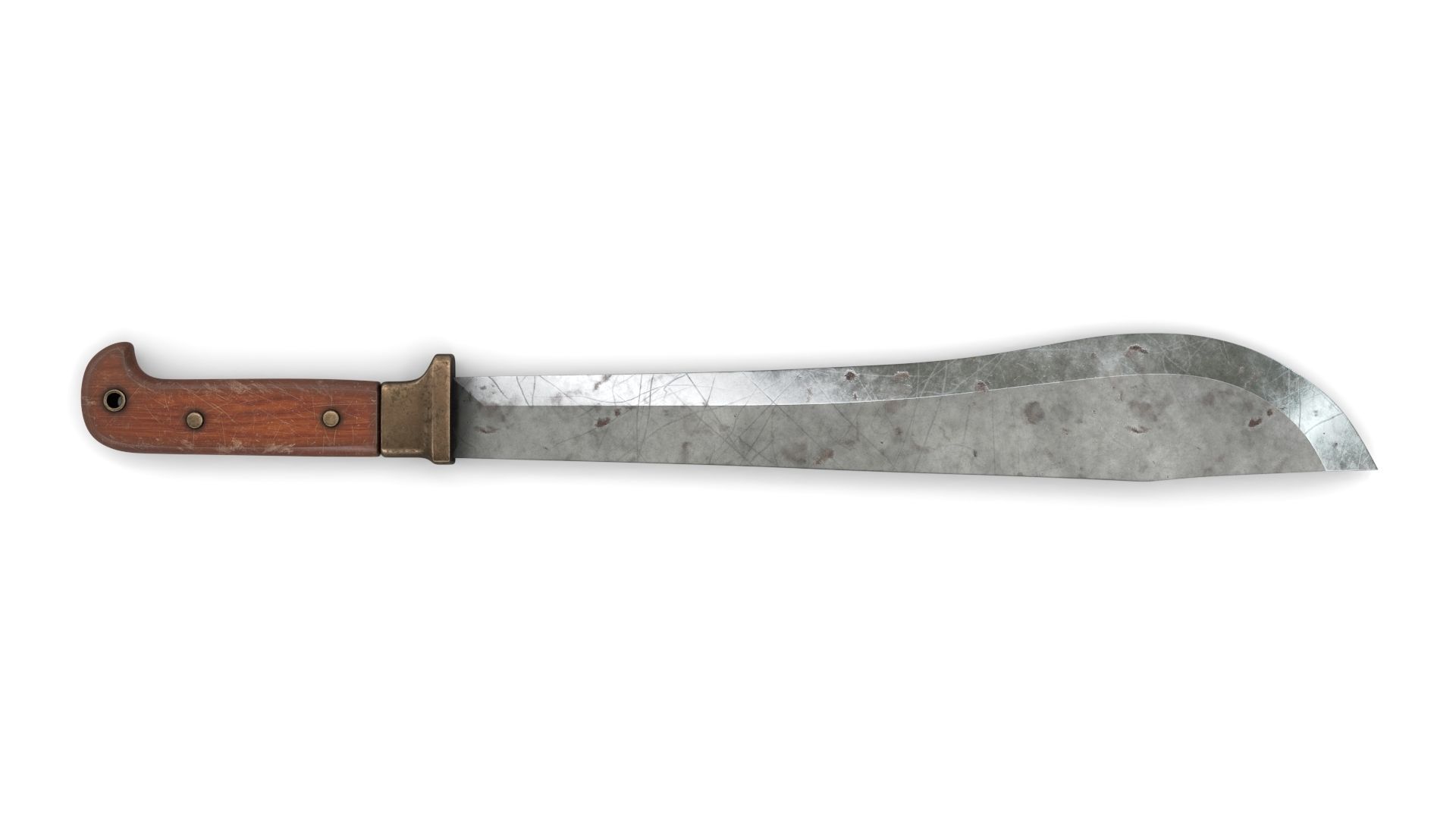Old Wood Handle Machete Low-poly 3D model_6