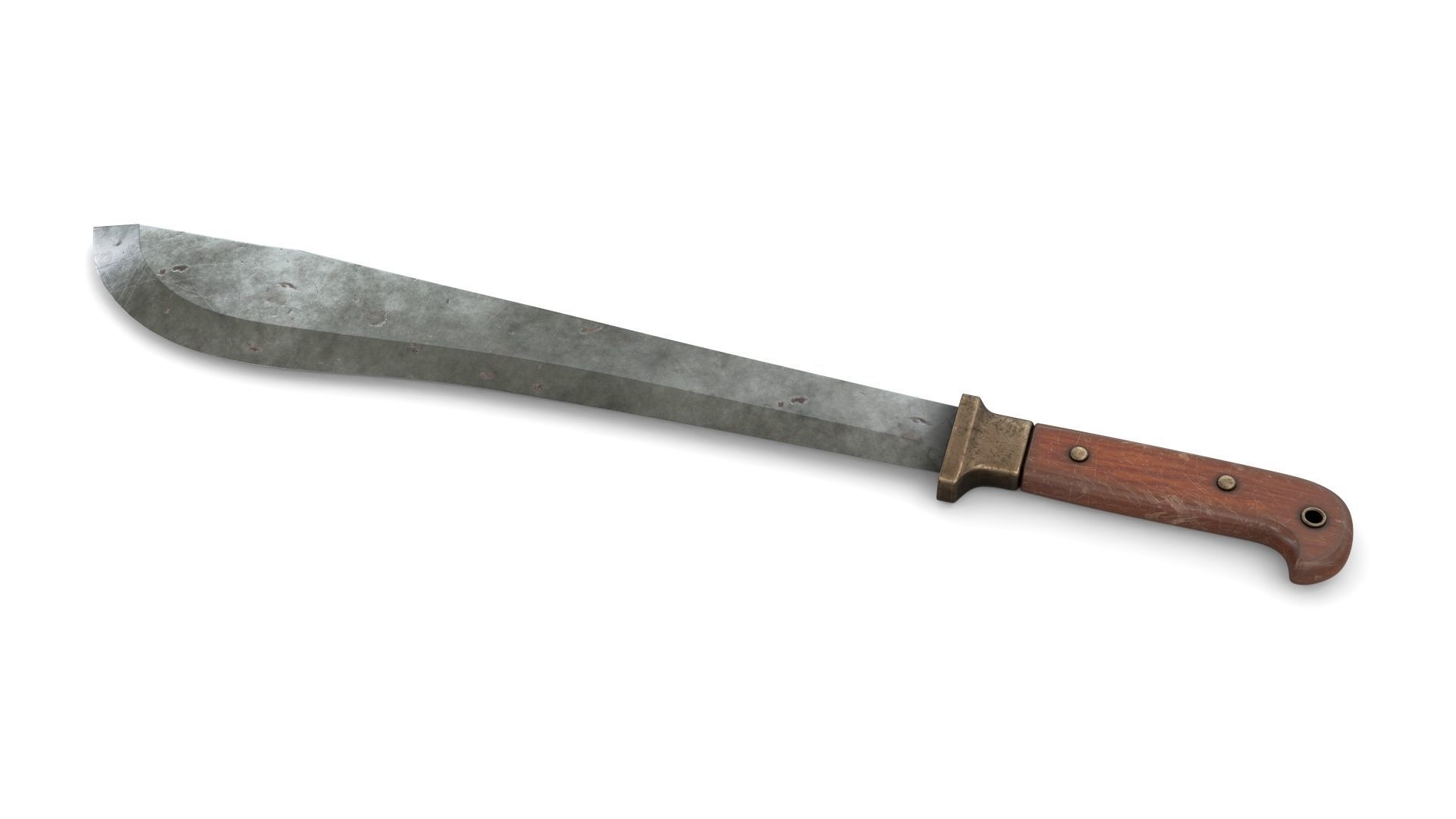 Old Wood Handle Machete Low-poly 3D model_3