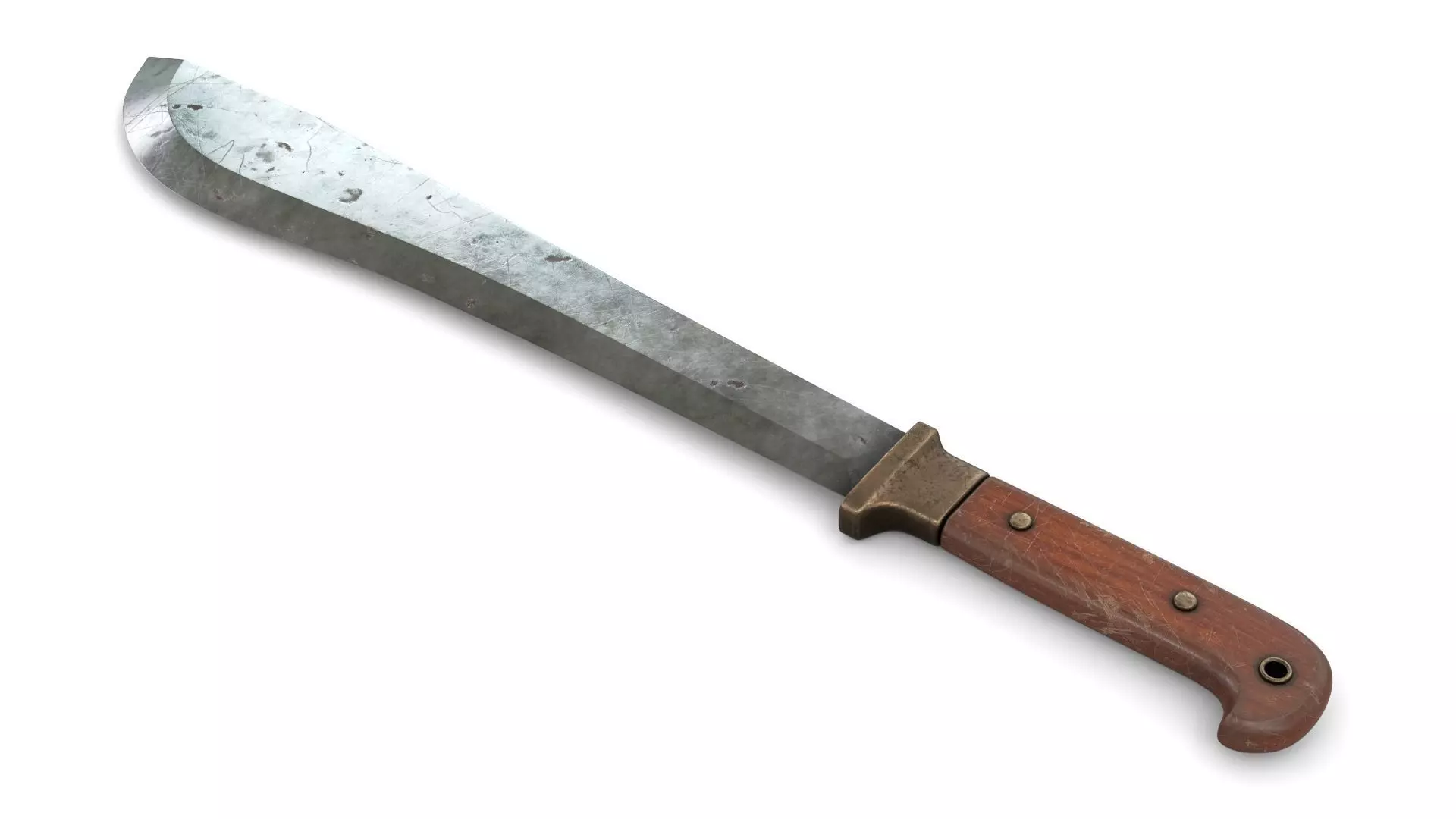 Old Wood Handle Machete Low-poly 3D model_0