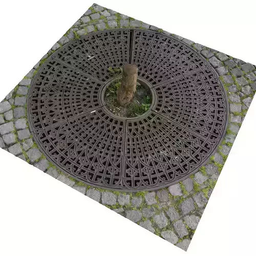 Round metal tree grille grate guard Low-poly 3D model
