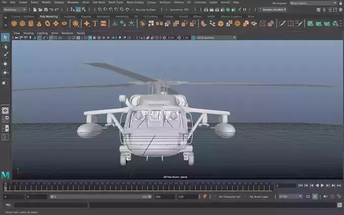 Black Hawk no textured 3D model