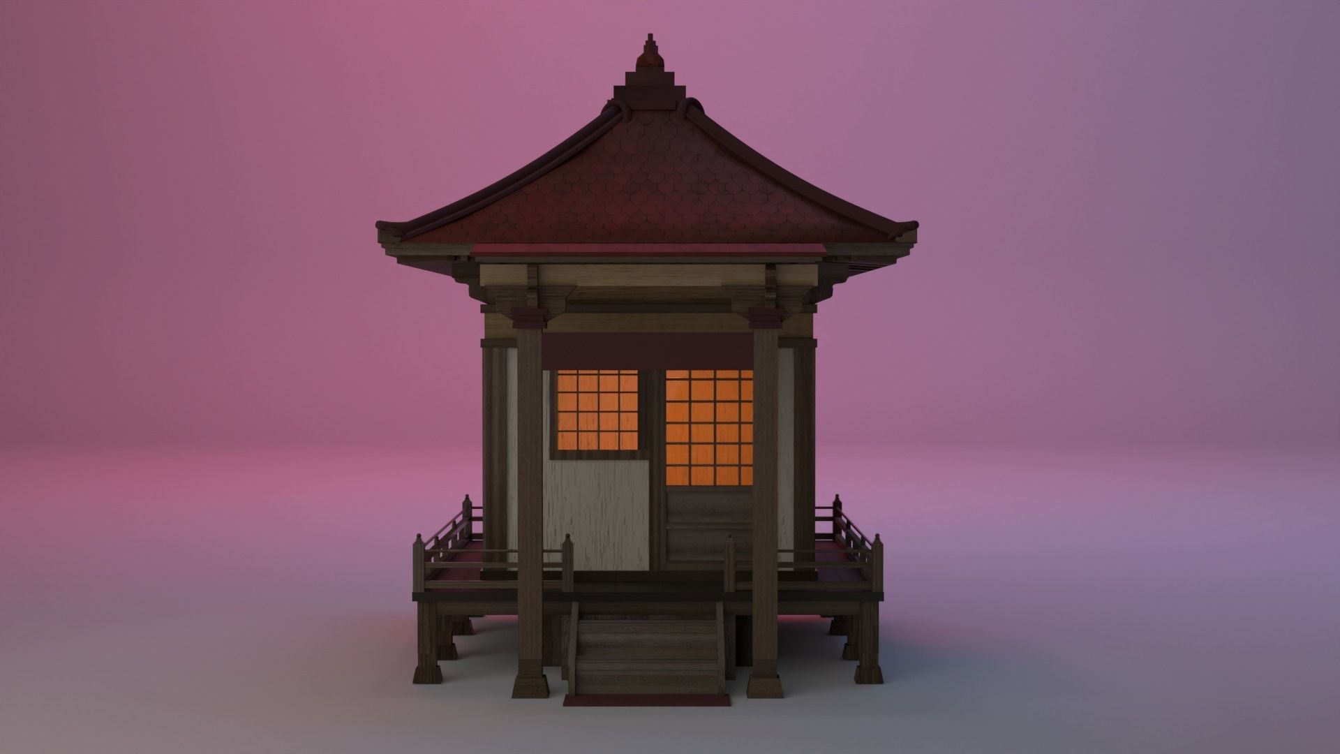  Buddhist Shrine Japanese Build House Free low-poly 3D model_3