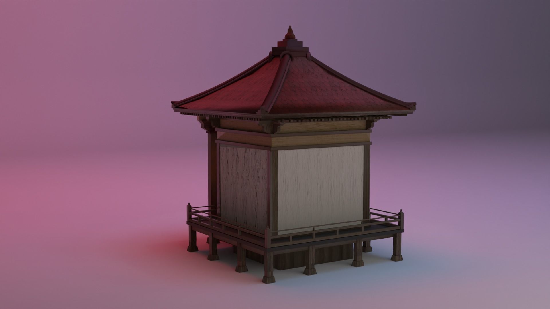  Buddhist Shrine Japanese Build House Free low-poly 3D model_2