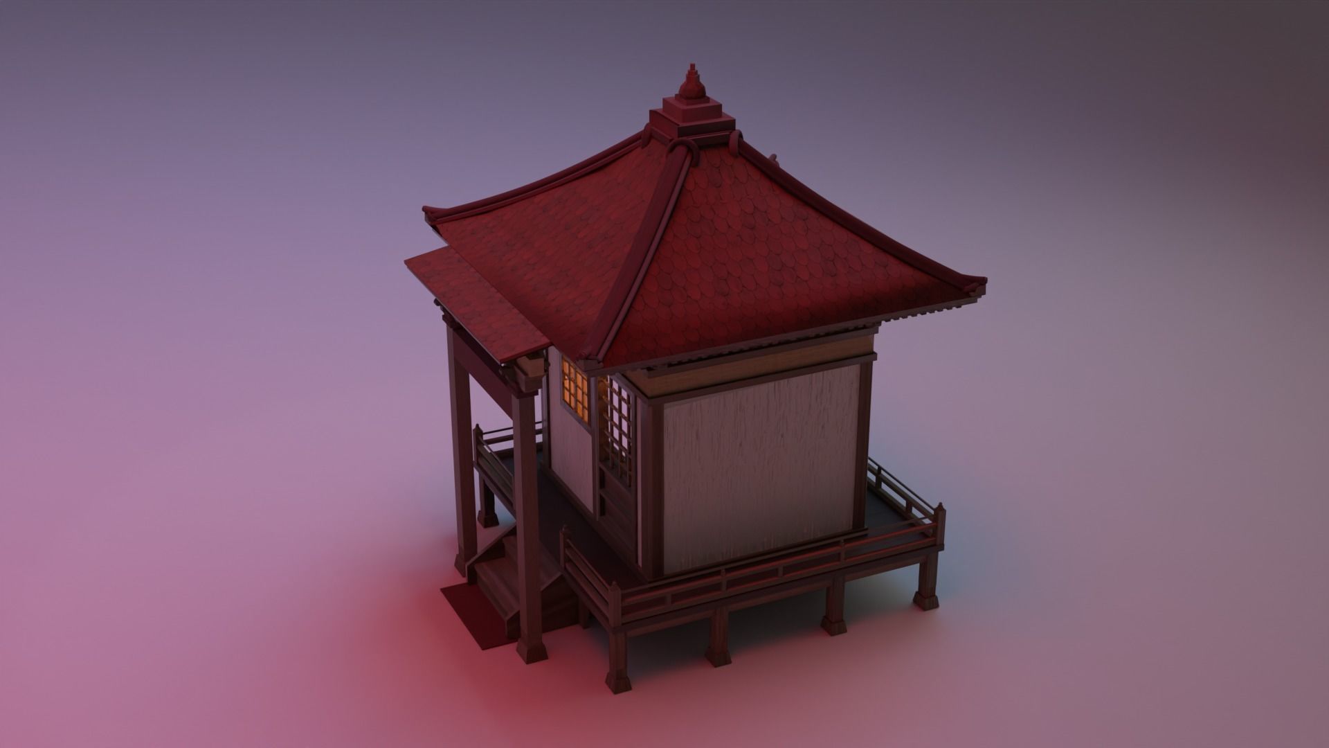  Buddhist Shrine Japanese Build House Free low-poly 3D model_6