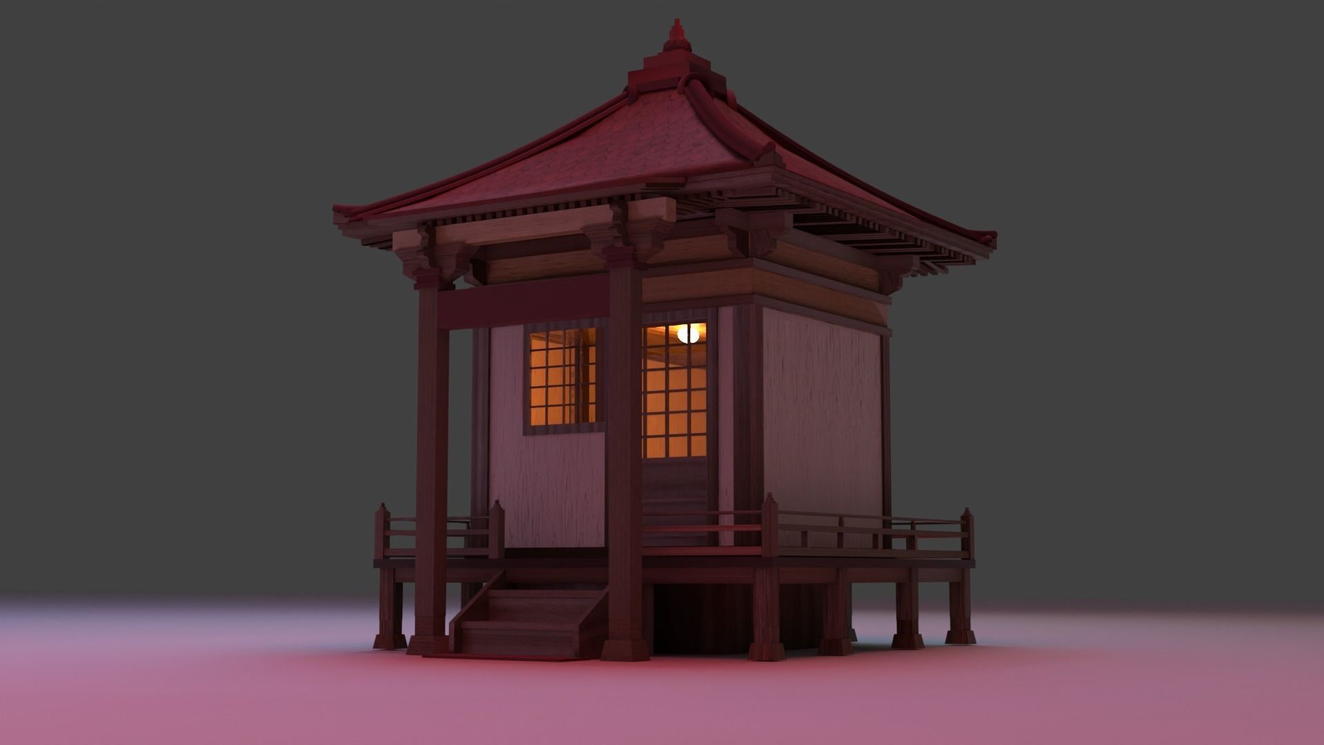  Buddhist Shrine Japanese Build House Free low-poly 3D model_7