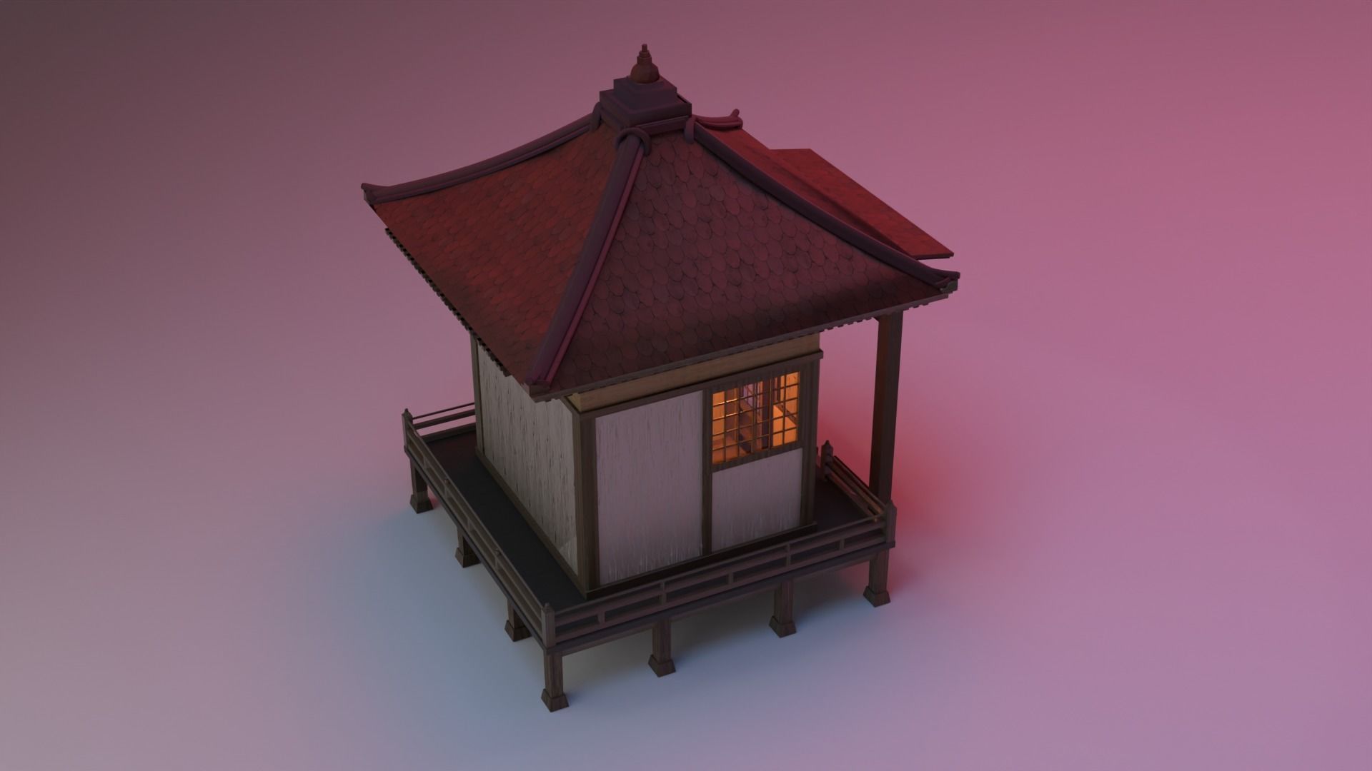  Buddhist Shrine Japanese Build House Free low-poly 3D model_5