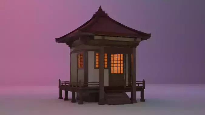  Buddhist Shrine Japanese Build House Free low-poly 3D model