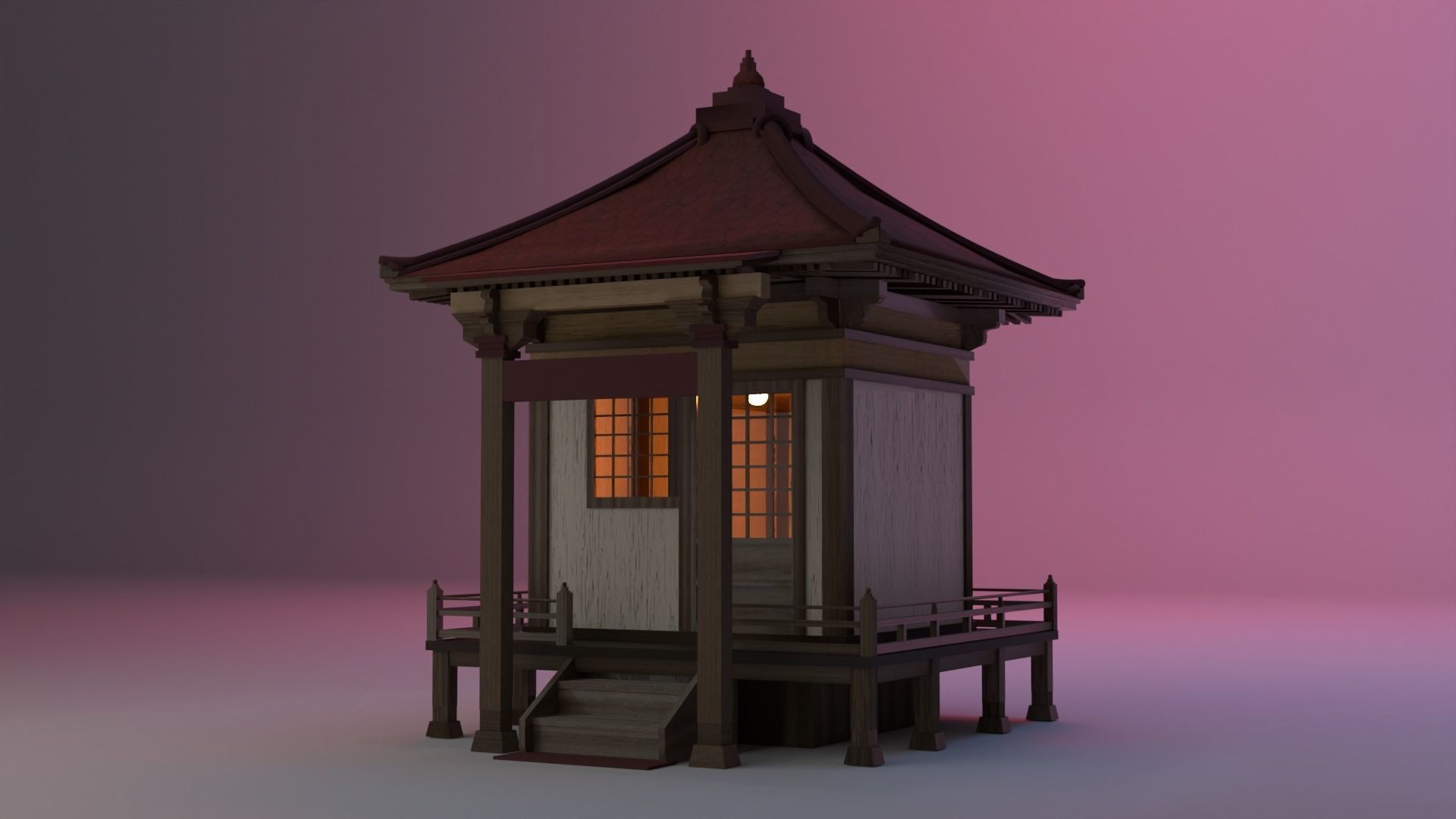  Buddhist Shrine Japanese Build House Free low-poly 3D model_1