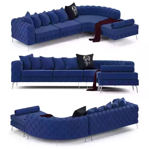 Chesterfield Corner Sofa with Steel Legs