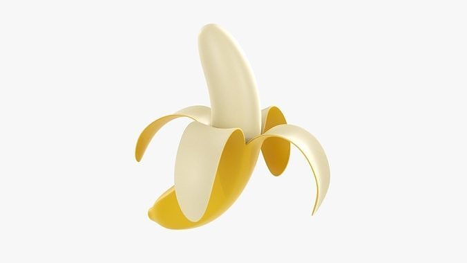 Banana half peeled 3D model 2