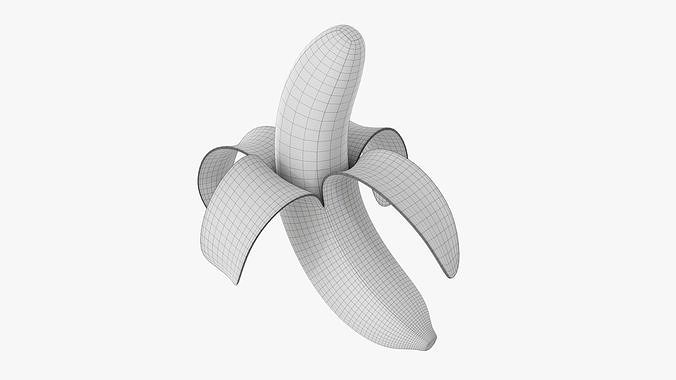 Banana half peeled 3D model 6