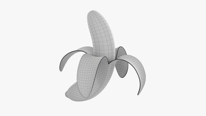 Banana half peeled 3D model 7