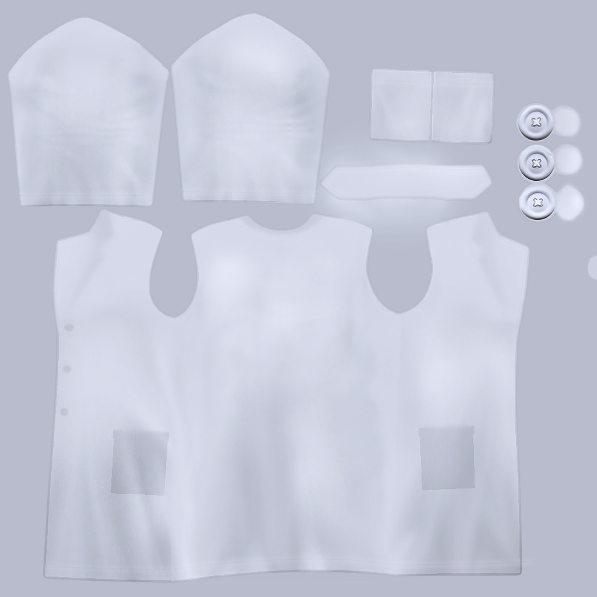 Ladies Lab Coat Low-poly 3D model_4