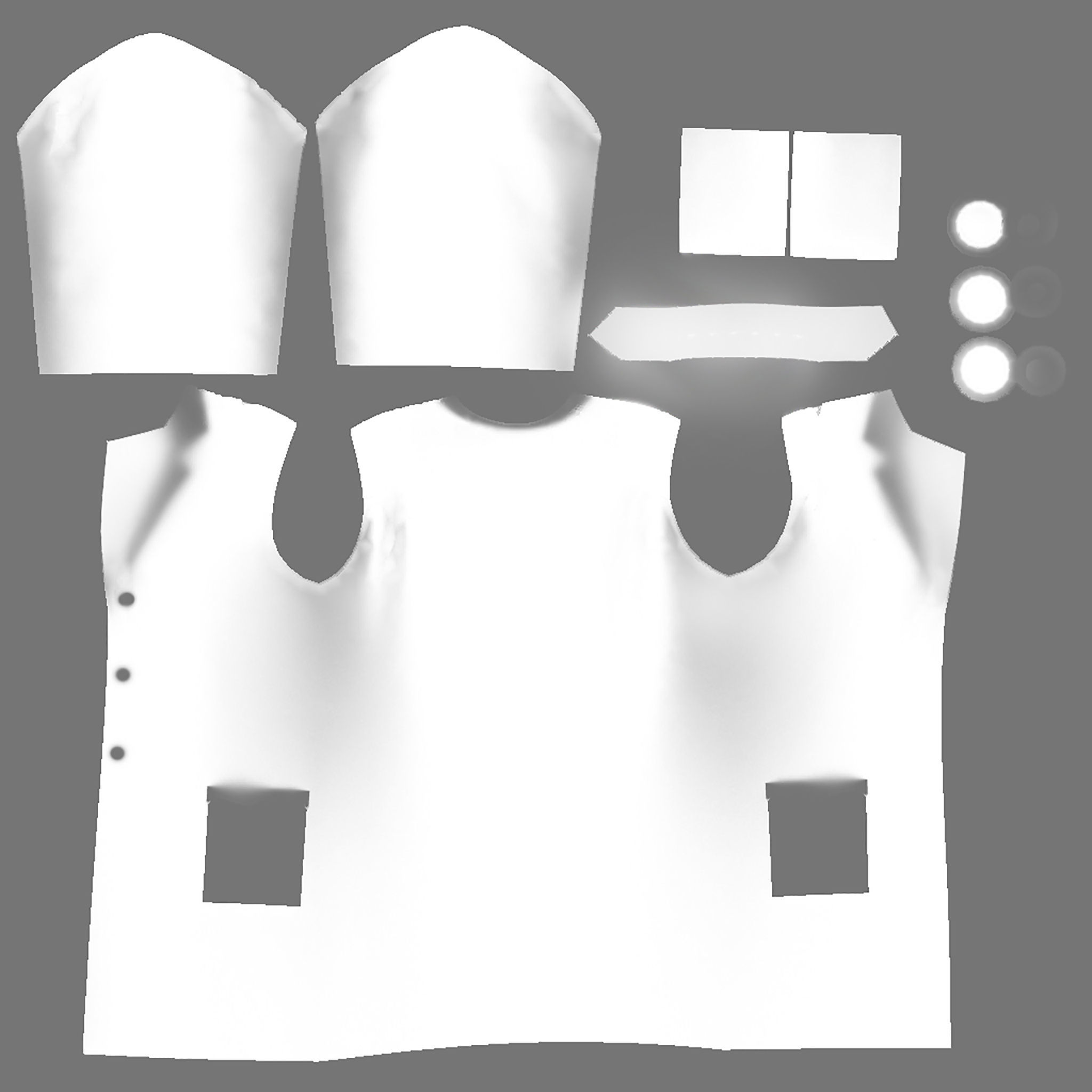 Ladies Lab Coat Low-poly 3D model_7