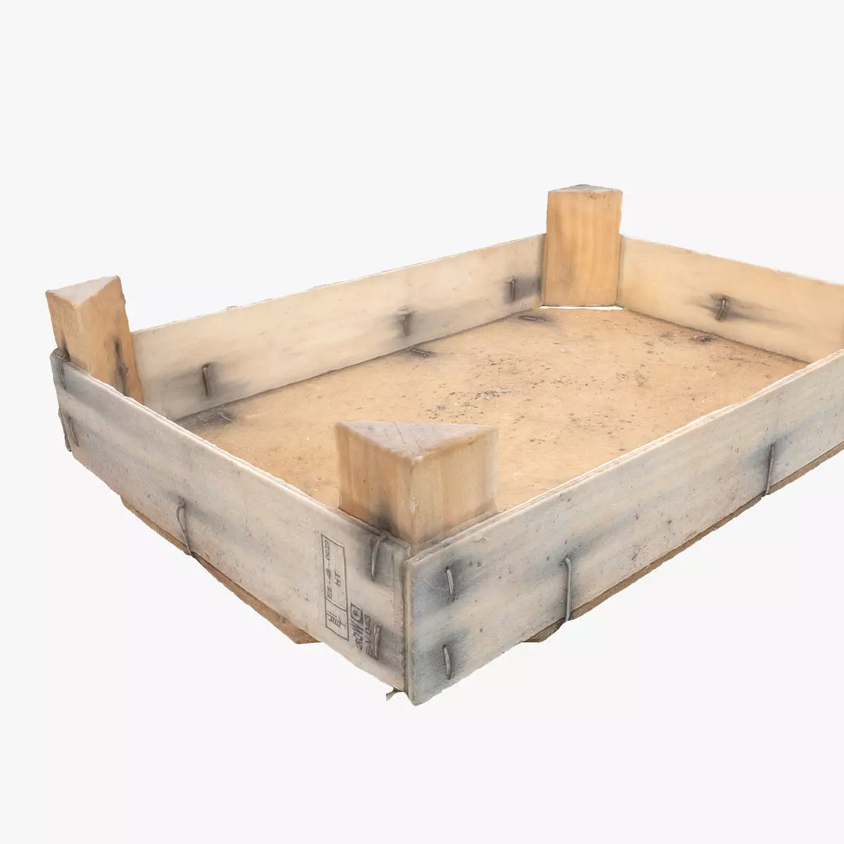 Wooden fruit box 3D model_0