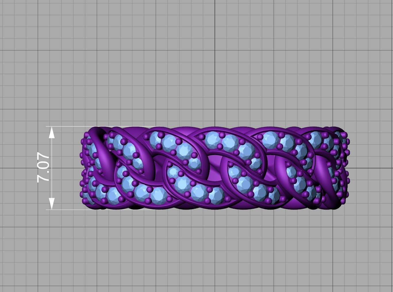 DIAMOND Cuban Link Chain Ring Stackable Ring 7mm wide 8US SIZE 3D print model_14