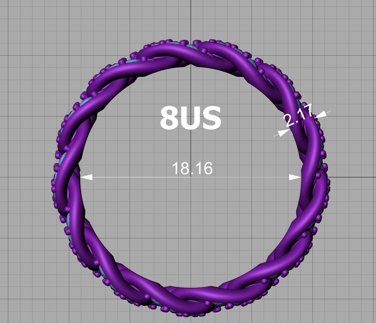 DIAMOND Cuban Link Chain Ring Stackable Ring 7mm wide 8US SIZE 3D print model_15