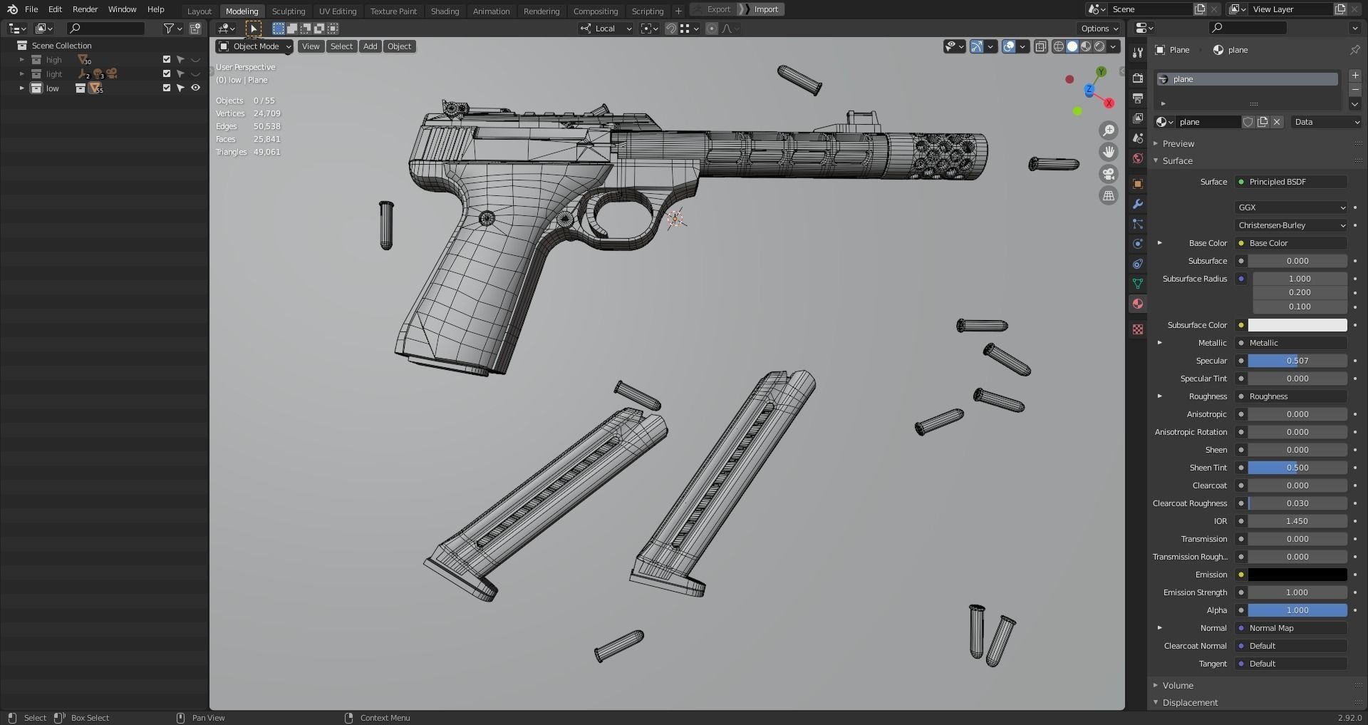 Browning Buck Mark Plus Vision UFX Red gun Low-poly 3D model_11