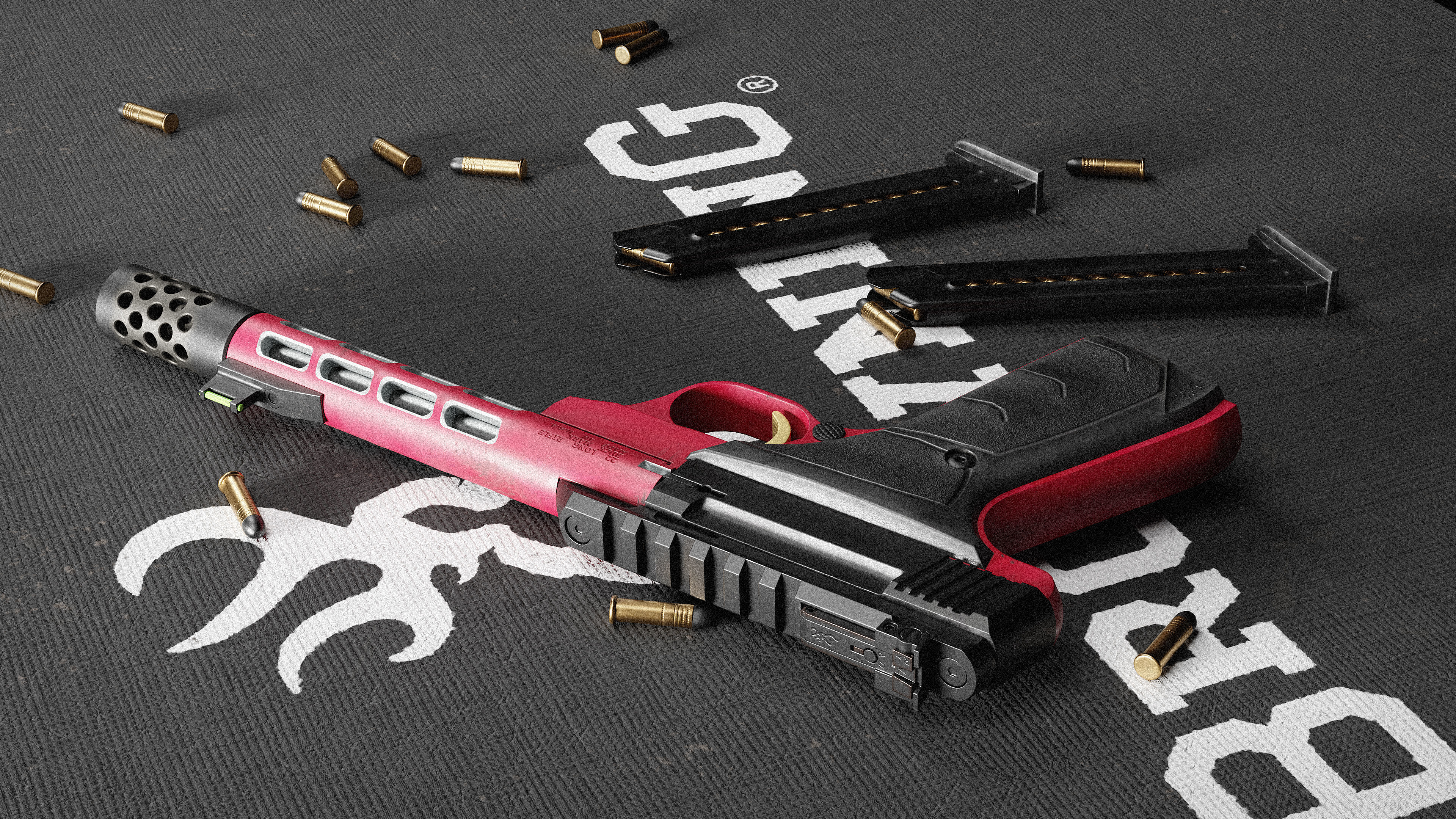 Browning Buck Mark Plus Vision UFX Red gun Low-poly 3D model_2
