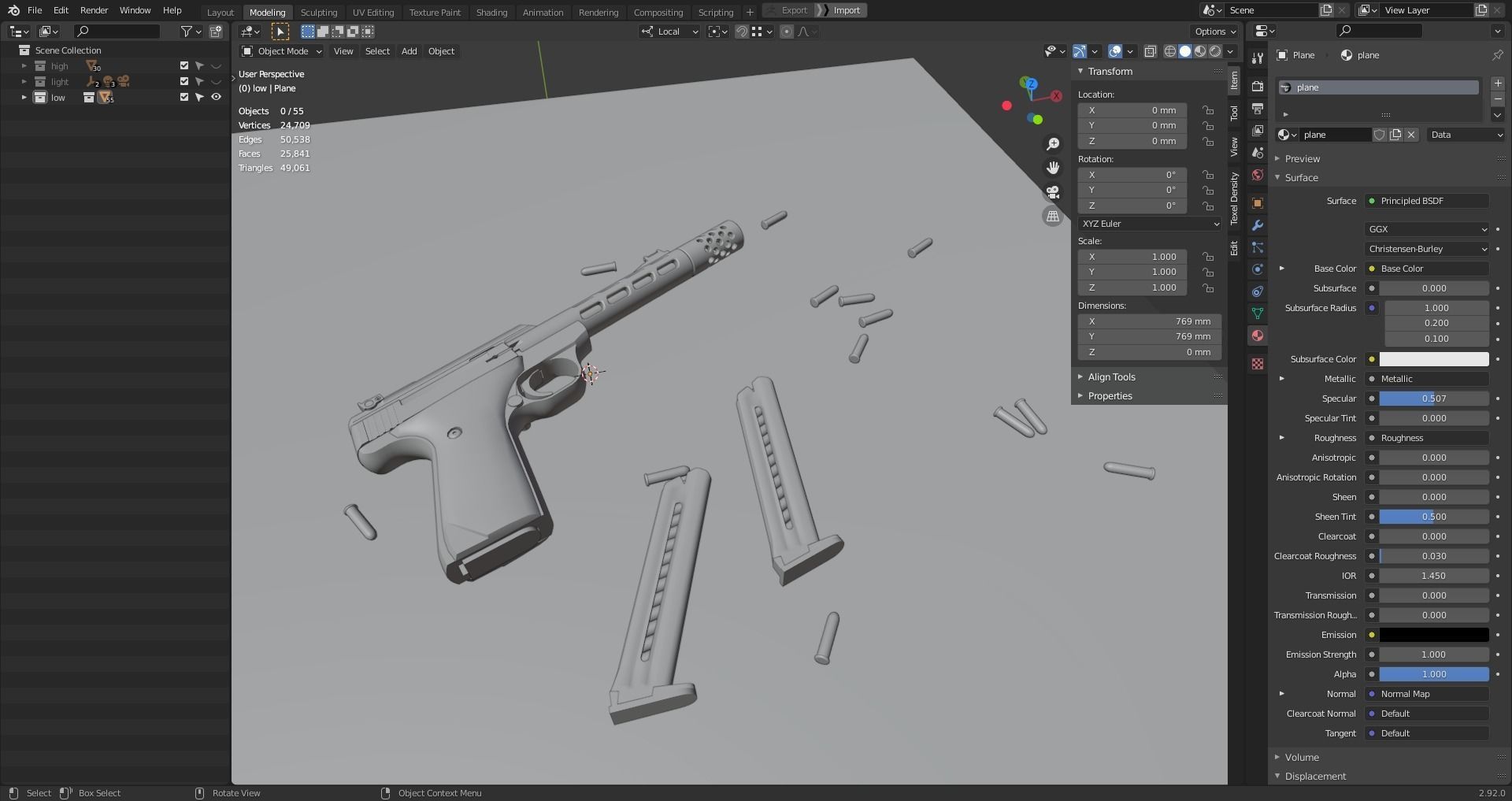 Browning Buck Mark Plus Vision UFX Red gun Low-poly 3D model_7