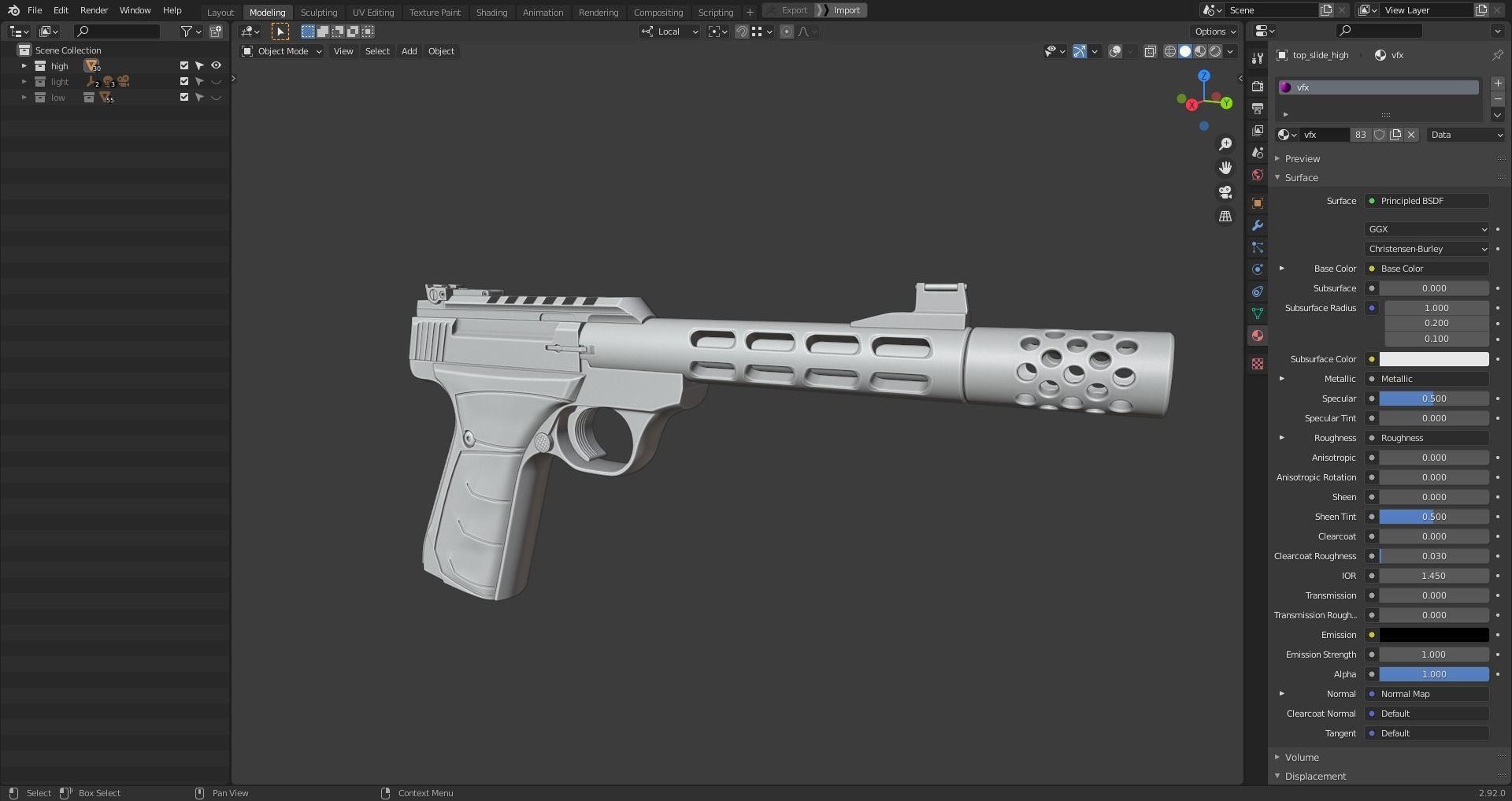 Browning Buck Mark Plus Vision UFX Red gun Low-poly 3D model_23