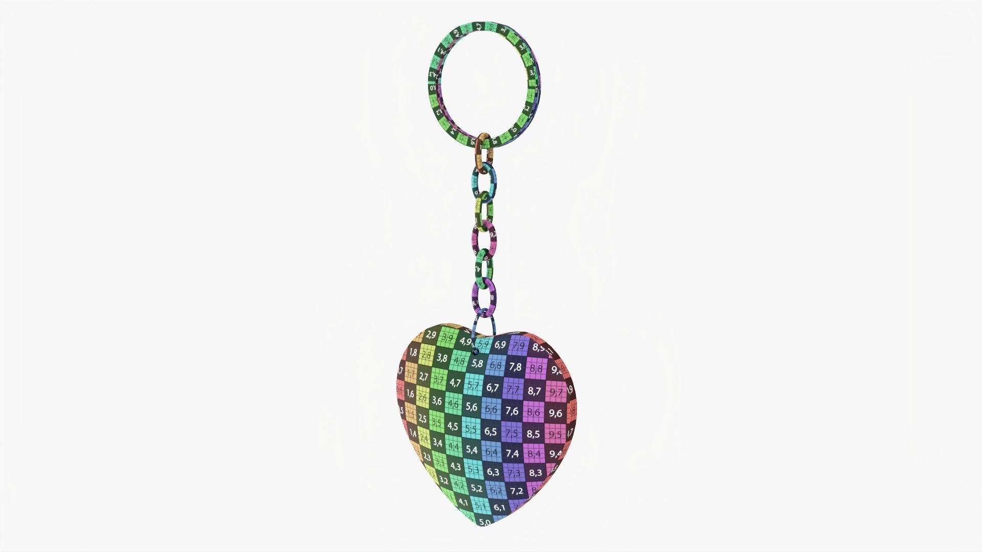 Heart shaped keychain 01 3D model_8