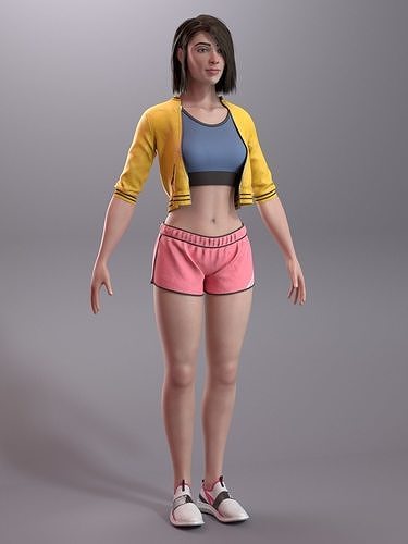 Girl in Sportswear Low-poly 3D model