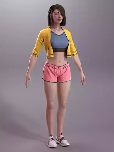 Girl in Sportswear Low-poly 3D model